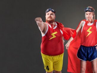 Two men in superhero fancy dress. MArvel phase 5