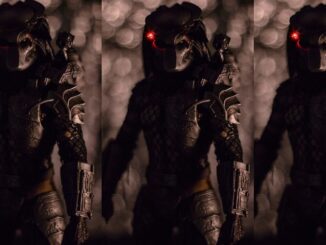 3 pictures of the predato in a line. predator prequel