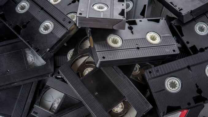 a big pile of old videotapes that aren't boutique collectors editions