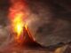 mount doom in the midst of a dramatic volcanic eruption