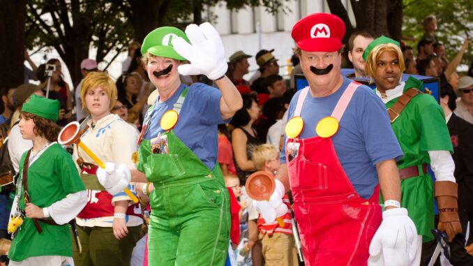 some people dressed as videogame characters