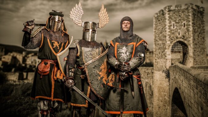Three medieval knights, as featured in Grand Theft Auto 6
