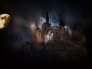 A spook castle lit by a full moon. Elden Ring romance