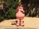 Mr Blobby, on a beach. Millie Blobby Brown