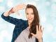 a teenage girl in blue shirt throwing a kooky pose. Young Adult Novel