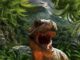 head of dinosaur in jungle. Steve Guttenberg