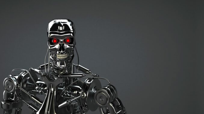 A terminator with no skin, just the metal exoskeleton. still don't have jetpacks