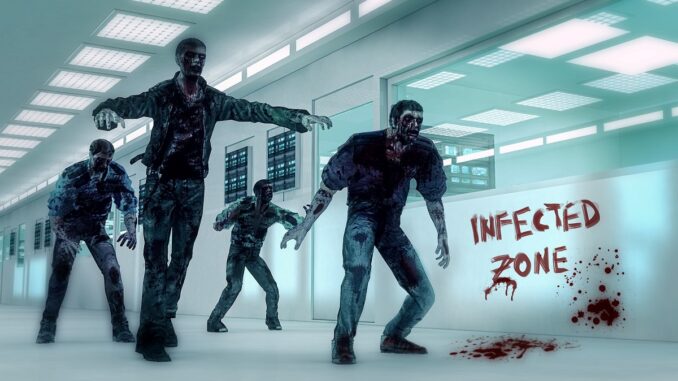 Zombies in some sort of scientific facility with bloody writing on the wall. Season 2 of The Last of Us
