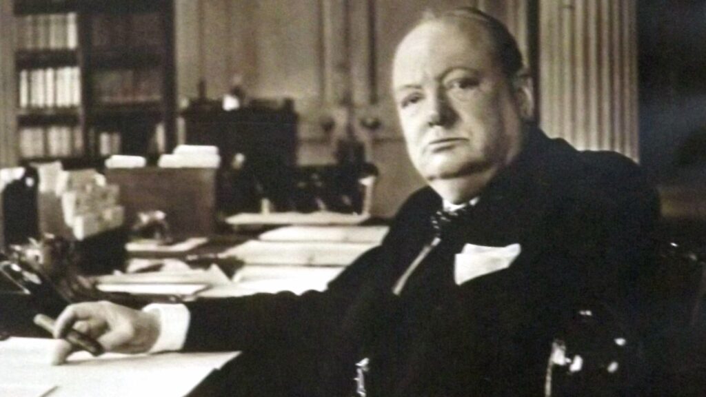 winston churchill sat at a desk. Darkest Hour