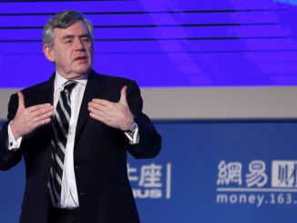 Gordon Brown giving a speech in China. The Barbie movie
