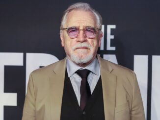 Brian Cox in jacket and tie looking sstraight at camera. Succession season 5