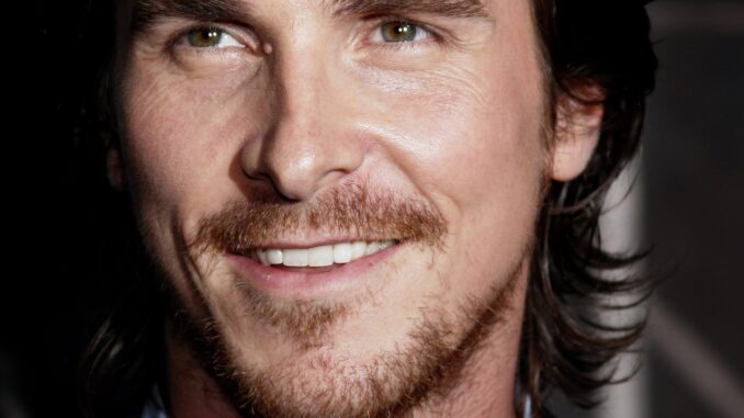 Christian Bale close up on face preapre for batman begins